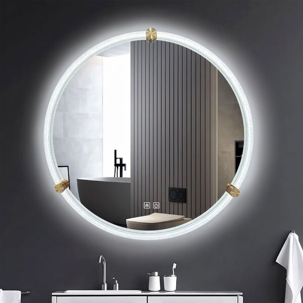 Tutumi Zrcadlo ⌀70 cm s vyhříváním a regulovatelným LED osvětlením HOM-06911, transparent
