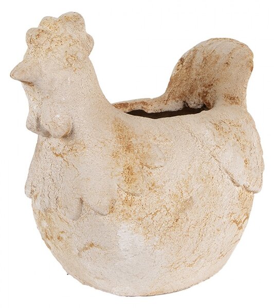 Béžový antik květináč slepička Farm Brocante - 31*20*27 cm - Clayre & Eef