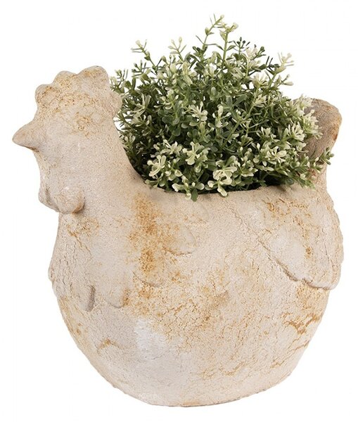 Béžový antik květináč slepička Farm Brocante - 31*20*27 cm - Clayre & Eef