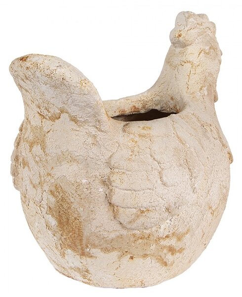 Béžový antik květináč slepička Farm Brocante - 31*20*27 cm - Clayre & Eef