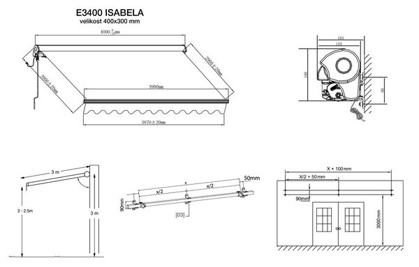 Kazetová elektrická markýza ISABELA 4x3m Béžová