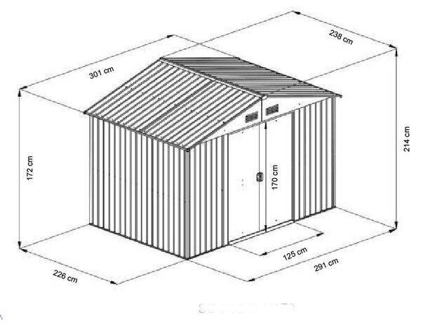 Zahradní domek na nářadí Avenberg 3.0 x 2.4 m ANTRACIT SD-X0810-H170