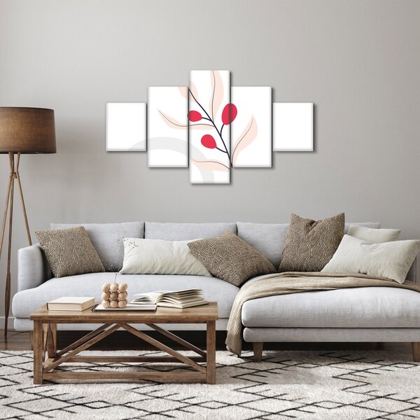 Obraz - Růžová florální abstrakce N⁰3 (125x70 cm)