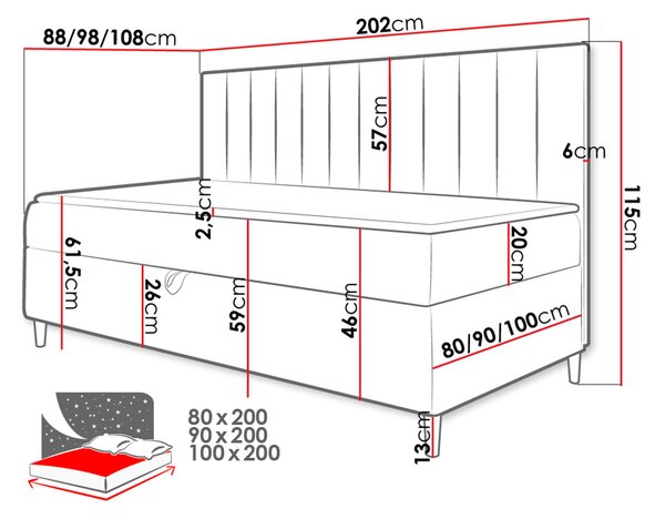 Kontinentální jednolůžková postel 100x200 ROCIO 2 - bílá ekokůže / modrá 2 + topper ZDARMA