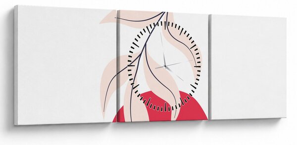 Obraz - Růžová florální abstrakce N⁰2 (s hodinami) (90x30 cm)