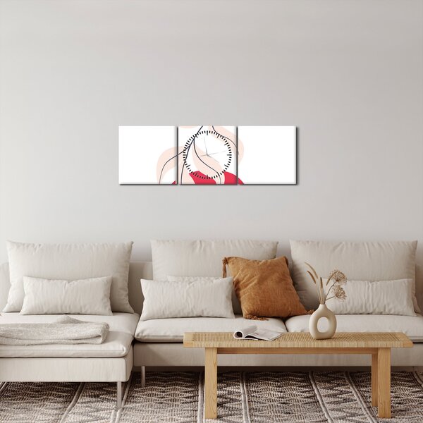 Obraz - Růžová florální abstrakce N⁰2 (s hodinami) (90x30 cm)