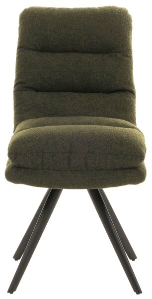 Sada 6 jídelních židlí HWC-G66, kuchyňská židle, otočná automatická poloha látka/textil bouclé MVG zelená
