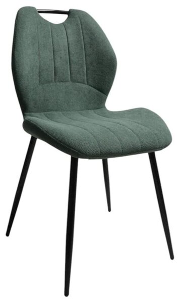 4 x sada zelených čalouněných jídelních židlí, moderní, pohodlné, robustní, ergonomické, obývací pokoj, vysoký komfort sezení, stabilní kovové nohy