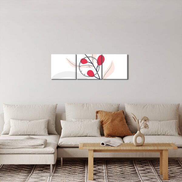 Obraz - Růžová florální abstrakce N⁰3 (s hodinami) (90x30 cm)