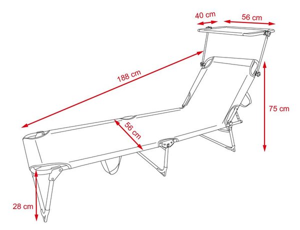 Set 2ks relaxačních lehátek s nastavitelnou stříškou SEBASTIAN