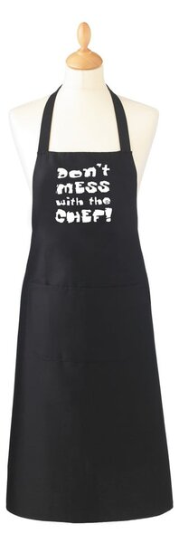 Černá bavlněná zástěra Cooksmart ® Don't Mess With The Chef