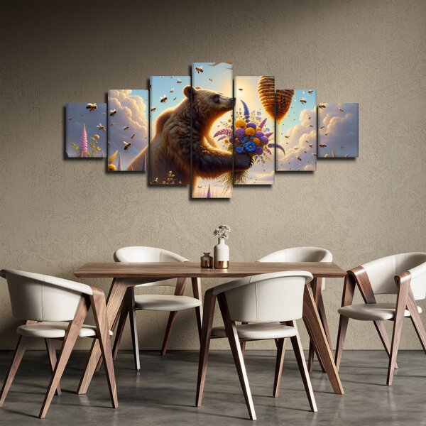 Obraz - Medvěd a včelky (210x100 cm)