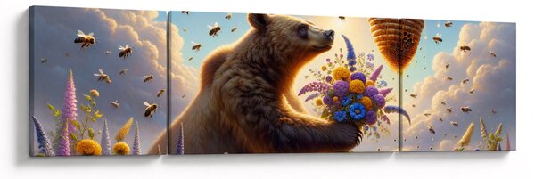 Obraz - Medvěd a včelky (170x50 cm)