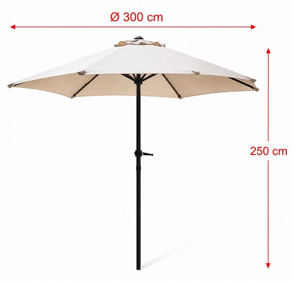 Naklápěcí zahradní slunečník AVENBERG SUNNY BASIC 300, průměr 3M, béžová