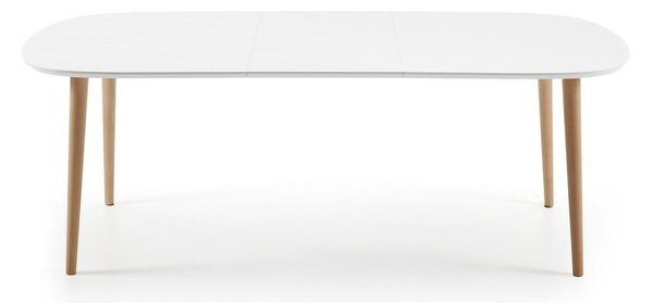 Bílý rozkládací jídelní stůl s bílou deskou 100x160 cm Oqui – Kave Home