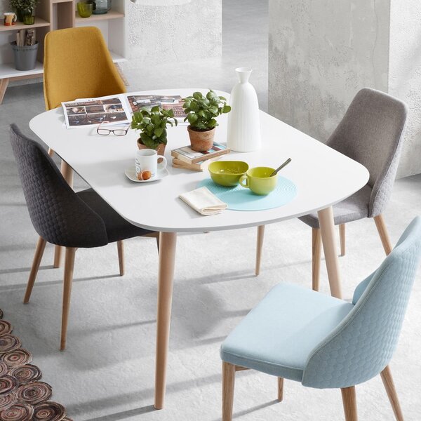 Bílý rozkládací jídelní stůl s bílou deskou 100x160 cm Oqui – Kave Home