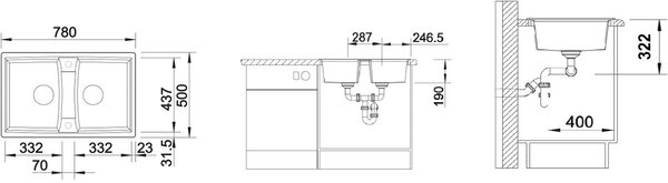 Blanco Lexa 8 granitový dřez 78x50 cm antracitová 524960