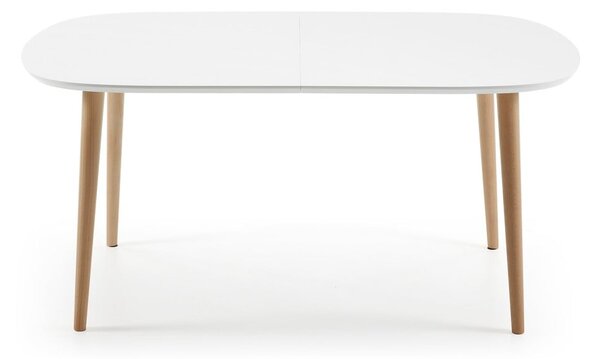 Bílý rozkládací jídelní stůl s bílou deskou 100x160 cm Oqui – Kave Home
