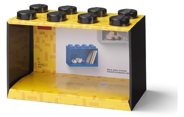 Dětská černá nástěnná police LEGO® Brick 8