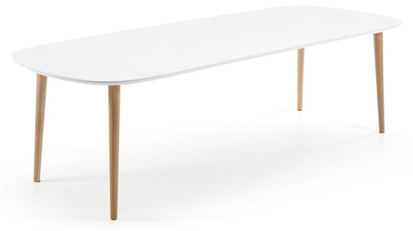 Bílý rozkládací jídelní stůl s bílou deskou 100x160 cm Oqui – Kave Home
