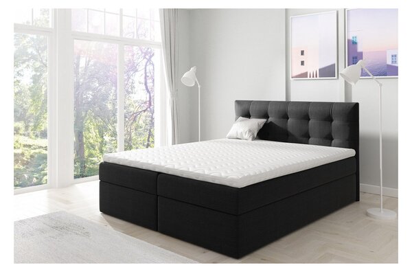 Boxspringová manželská postel 160x200 TOMASA 1 - černá + topper ZDARMA