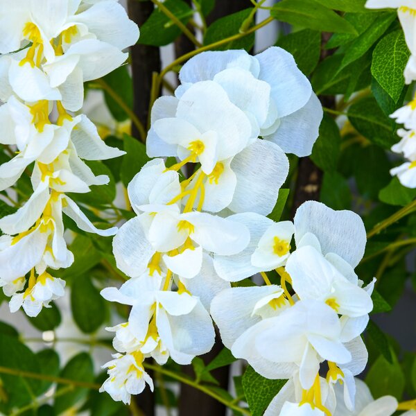 Umělá velká wisteria Outsunny 165 cm, plastové umělé květiny v květináči, falešná rostlina jako skutečná pro moderní dekoraci kanceláře, obývacího pok