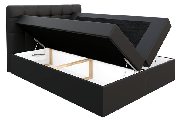 Boxspringová manželská postel 160x200 TOMASA 1 - bílá ekokůže + topper ZDARMA