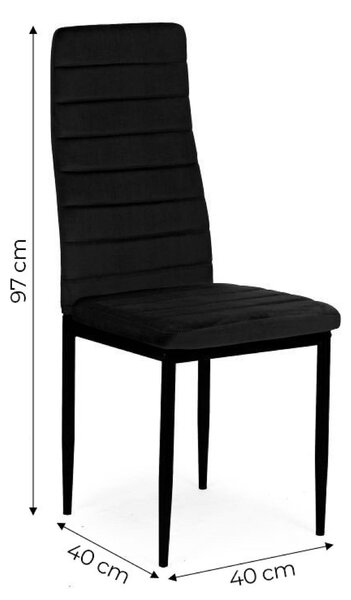 ModernHome LR-1494 Sada 4 ks jídelních židlí VELVET, černá