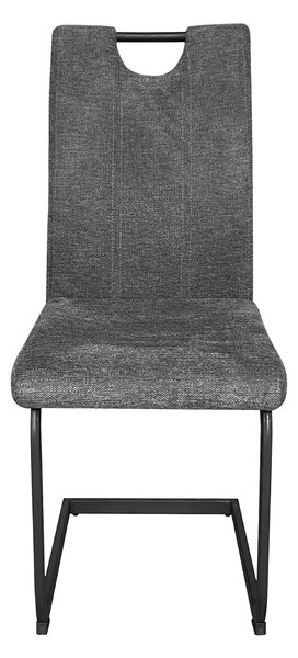 ByLIVING Jídelní židle set 2 BANFF / tkaná látka antracit / rám kov černý mat / s područkou / otočná / š 42, v 97, hl 58 cm