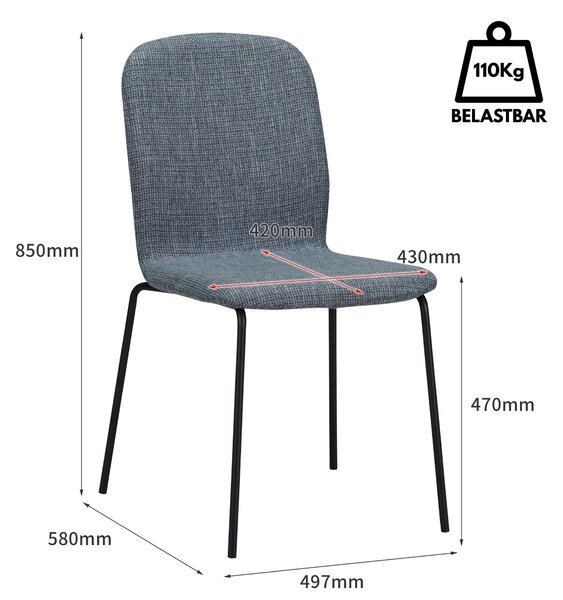 Sada 4 židlí do jídelny Albatros ENNA, šedá - stohovatelná, pohodlná čalouněná židle - elegantní kuchyňská židle, židle do jídelny nebo k jídelnímu stolu, konferenční židle , počet:4, barva:šedá