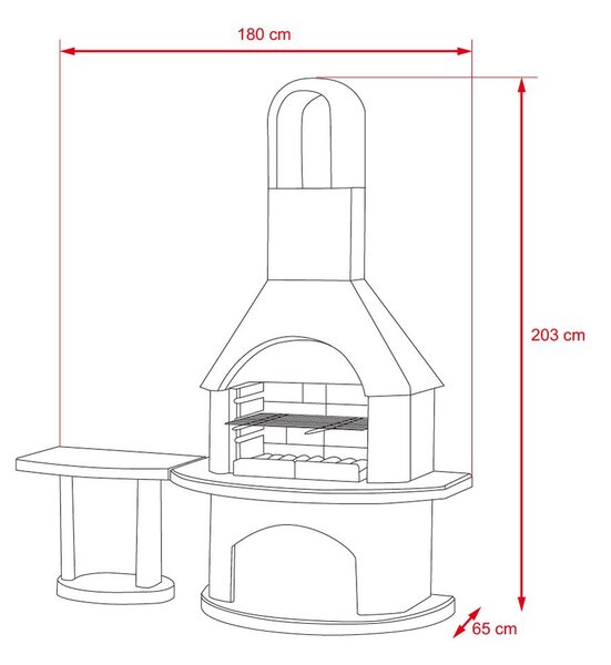 Zahradní betonový krb + gril Buschbeck CARMEN se stolkem