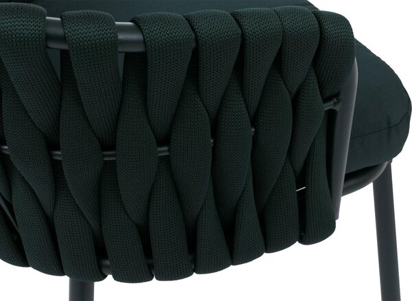 Sada 2 hliníkových jídelních židlí HWC-P89, židle do interiéru s područkami, látka/textil (180 g/m²) provazové pletivo Rope zelená