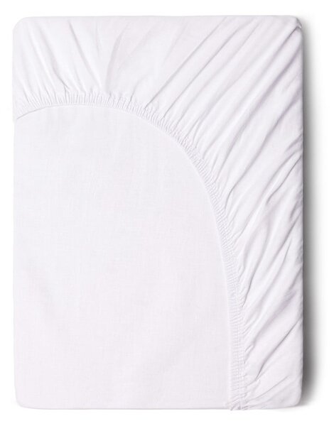 Bílé bavlněné elastické prostěradlo Good Morning, 160 x 200 cm