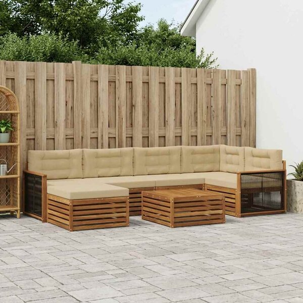 Venkovní pohovková souprava 7 ks Přirozená a Béžová 3383596