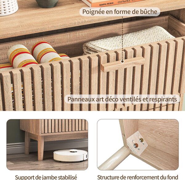Komoda se 6 zásuvkami z přírodního dřeva, moderní, minimalistický design, velká úložná kapacita, robustní, stabilní konstrukce do ložnice nebo obývacího pokoje