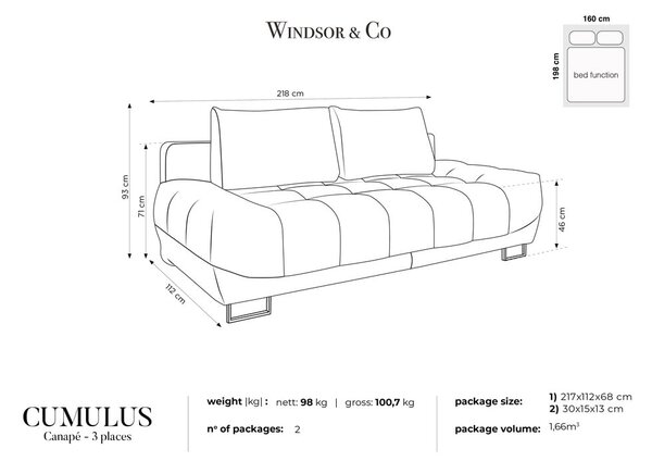 Zelená třímístná rozkládací pohovka Windsor & Co Sofas Cumulus