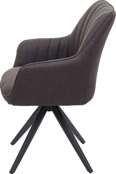 Jídelní židle HWC-H73, kuchyňská židle křeslo, retro ocel látka/textil šedohnědá