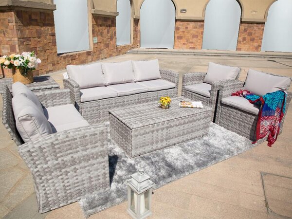 Velký zahradní sofa set s boxem na polstry AUCKLAND šedá