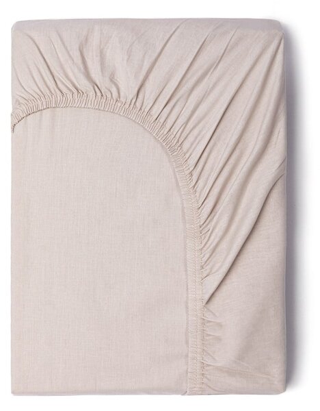 Béžové bavlněné elastické prostěradlo Good Morning, 180 x 200 cm
