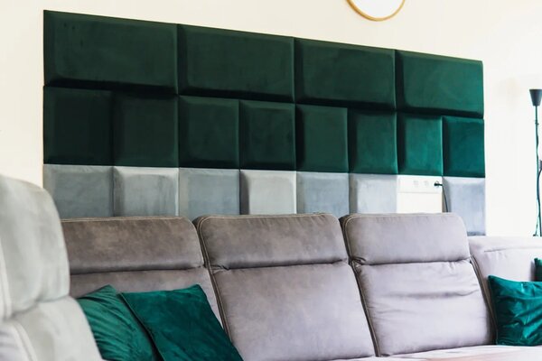 Egibi Čalouněný akustický panel nástěnný Riwiera 38 tm. zelená čtverec - Čtverec 30x30 cm