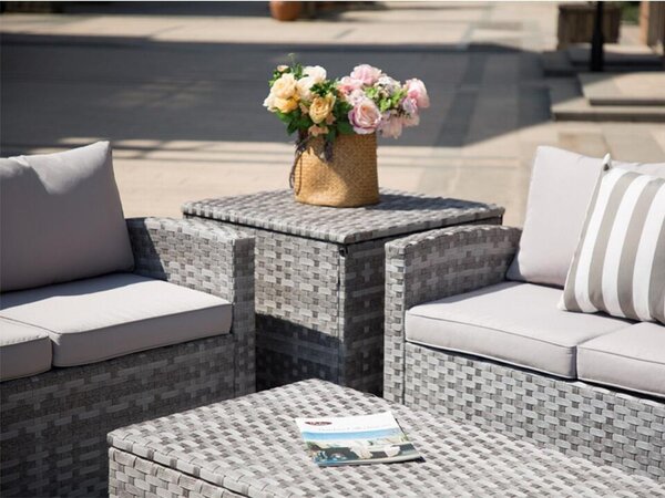 Velký zahradní sofa set s boxem na polstry AUCKLAND šedá