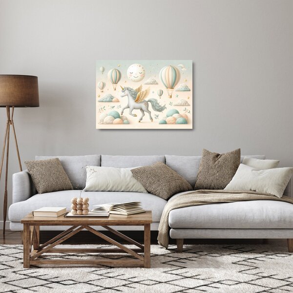 Skleněný obraz - Šťastný jednorožec (70x50 cm)