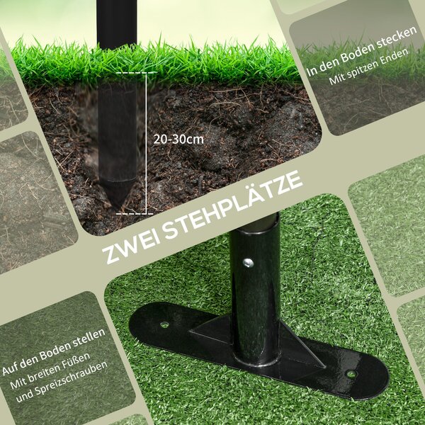 Zahradní plot Outsunny, kovový plot 93 x 150 cm vysoký, dekorativní mřížkový plot se stojany, plot pro psy, horní obloukový plot, krajinářský plot pro
