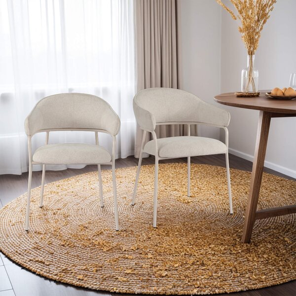 Rebecca Mobili židle Dorstenia 82,5x57x56,5 Polyesterová tkanina Ocel Pearl white Moderní SET 2 kusů
