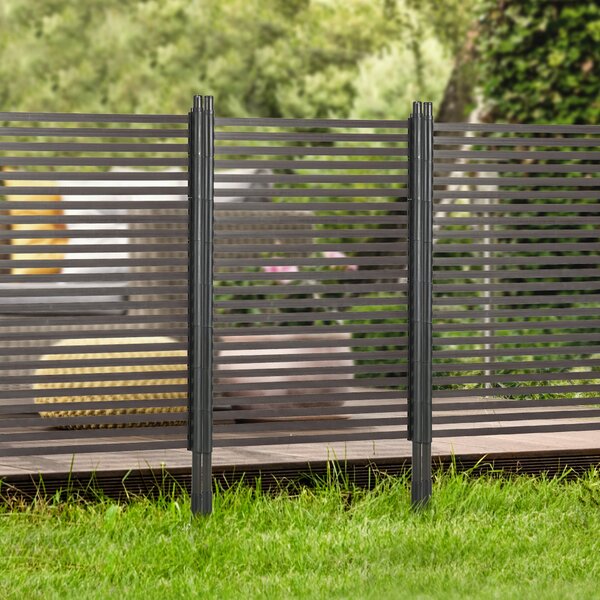 Zahradní plot Outsunny, kovový plot 93 x 150 cm vysoký, dekorativní mřížkový plot se stojany, plot pro psy, horní obloukový plot, krajinářský plot pro
