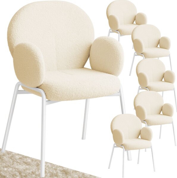 Tectake® Scandi židle, čalouněná potahem bouclé, nosnost 120 kg, 61,5 x 62 x 90 cm