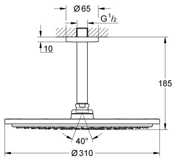 Grohe Rainshower hlavová sprchá s ramenem 31x31 cm kulatý SuperSteel 26067DC0