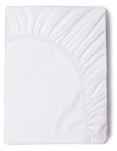 Bílé elastické prostěradlo z bavlněného saténu HIP, 180 x 200 cm