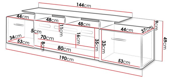 TV stolek s elektrickým krbem OKEMIA - bílý / lesklý bílý + LED osvětlení ZDARMA