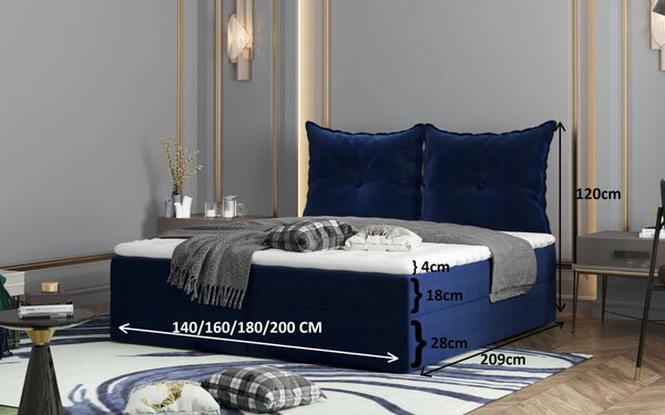 Boxspringová postel PINELOPI - 200x200, tmavě zelená